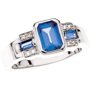 Accented  Ring Mounting for Emerald/Octagon Center