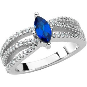 Micro Prong Set Ring Mounting for Gemstones with Marquise Center