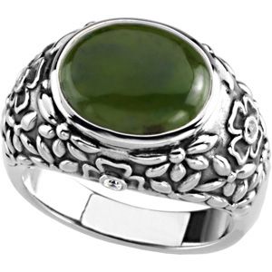 Ring Mounting for Oval Gemstone with Patina Finish