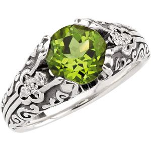Ring Mounting for Round Gemstone with Patina Finish
