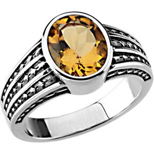 Ring Mounting for Oval Gemstone with Patina Finish