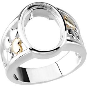 Ring with Heart Accents for Oval Gemstone