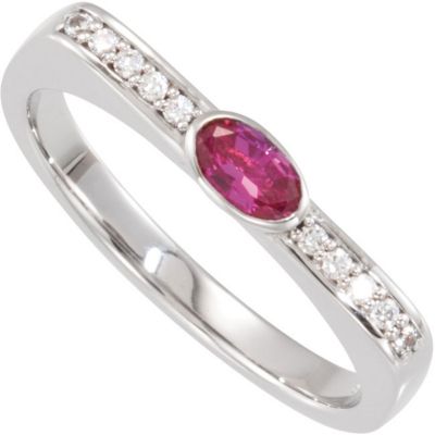 Oval Stone Stacklabe Ring for Mother's