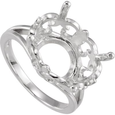 Fleur-de-lis Ring Mounting for Large Oval Gemstone