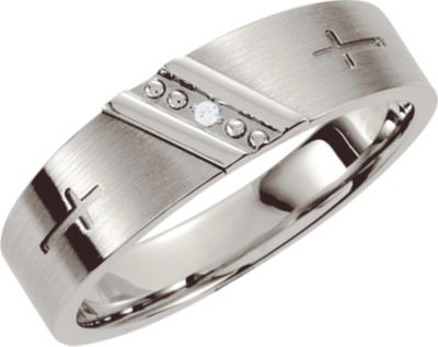 Stainless Steel .015 ct Diamond Cross Band