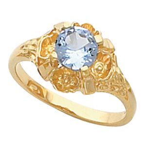 Flower Trimmed Ring Mounting for Round Gemstone Solitaire