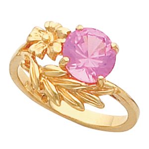 Flower and Leaf Ring Mounting for Round Gemstone Solitaire