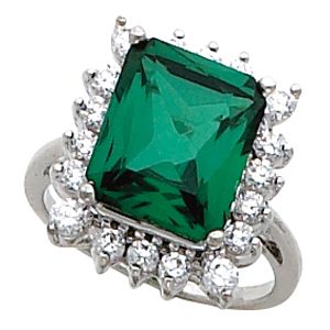 Accented Ring Mounting for Emerald/Octagon Center