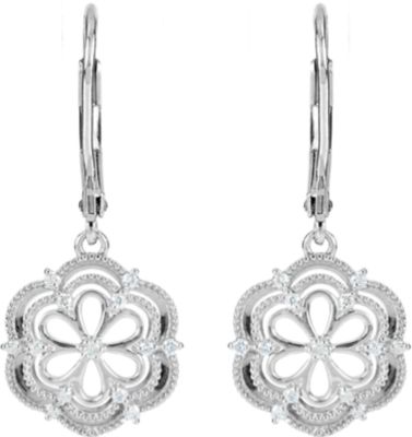 1/6 ct tw Diamond Lever Back Earrings