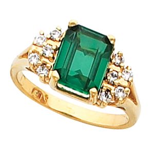 Accented Ring Mounting for Emerald/Octagon Center