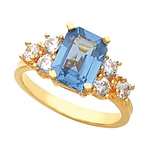 Ring Mounting for Emerald Shape Gemstone 