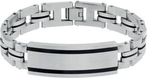 Stainless Steel ID Bracelet with Black Enamel