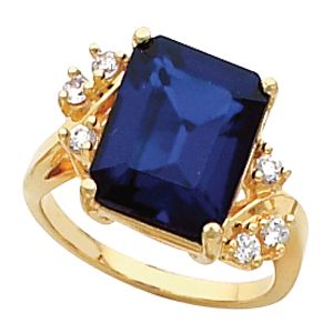 Ring Mounting for Emerald Shape Gemstone 