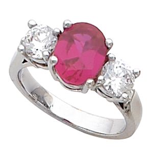 3-Stone Ring Mounting for Oval & Round Gemstone