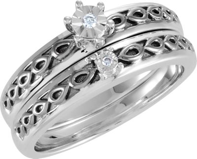 Diamond Illusion Engagement Ring or Matching Band