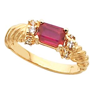 Ring Mounting for Emerald Shape Gemstone 