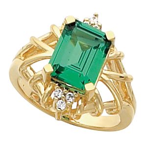 Accented Ring Mounting for Emerald/Octagon Center