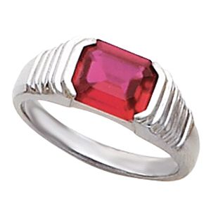 Bezel-Set Ring Mounting for Emerald Shape Gemstone 