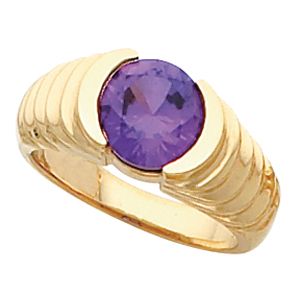 Bezel-Set Ring Mounting for Round Gemstone Solitaire