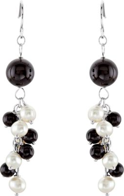 Freshwater Cultured Pearl & Onyx Beads Earrings