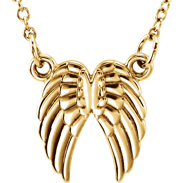 14kt Yellow Angel Wings 16-18" Necklace