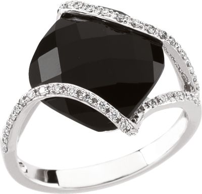 Genuine Onyx & Diamond Ring