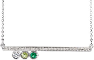 Bezel Set Bar Family Necklace   