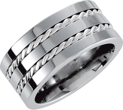 Dura Cobalt&trade; Band with Sterling Silver Cable Inlay