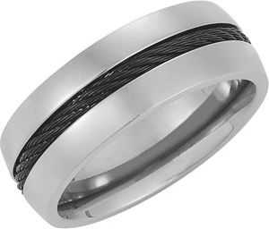 Titanium Band with Black Cable Inlay