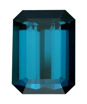 Emerald/Octagon Genuine Blue (Indicolite) Tourmaline (Black Box)