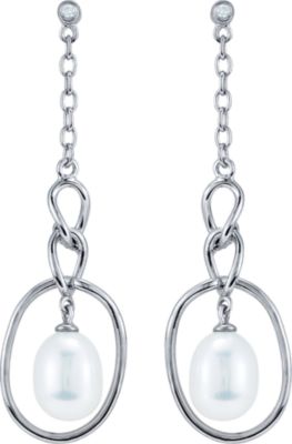Freshwater Cultured Pearl & Diamond Earrings