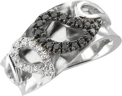 1/4 ct tw Black & White Diamond Paisley Design Ring