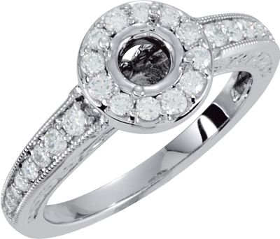 Halo-Style Semi-Mount Engagement Ring 