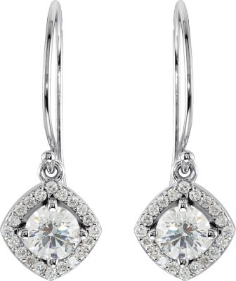 Halo-Style Dangle Earrings with Cushion Frame