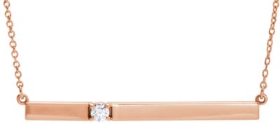 14kt Rose 1/10 CTW Diamond Bar 17.5" Necklace