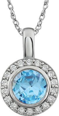 Sterling Silver Light Blue Cubic Zirconia 18" Necklace