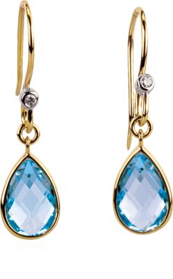 Genuine Swiss Blue Topaz & Diamond Earrings