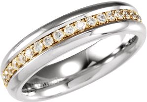 Titanium Band with 14K Gold Inlay and Cubic Zirconia