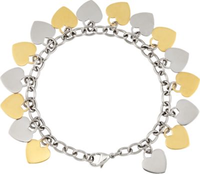 Amalfi&trade; Stainless Steel Heart Dangle Bracelet with Immersion Plate