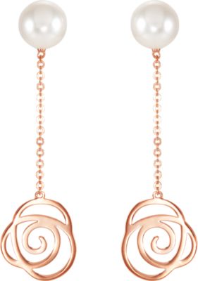 Freshwater Cultured Pearl Floral Design Earrings
