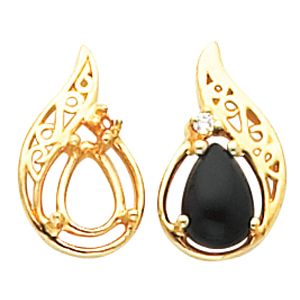 Cabochon Earring Mounting for Pear Shape Center