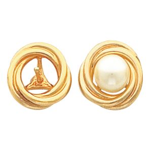  Button Earring Mounting for Pearl  Center