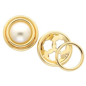 Button Earring Mounting for Pearl  Center