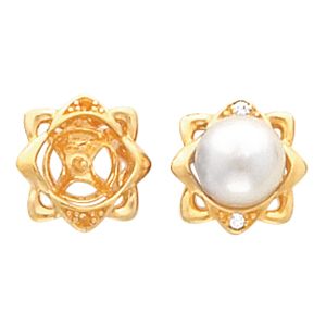  Button Earring Mounting for Pearl  Center