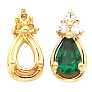 Earring Mounting for Pear Shape Center