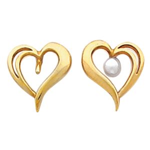  Heart  Button Earring Mounting for Pearl  Center