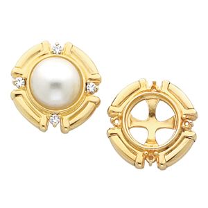 Button Earring Mounting for Pearl  Center