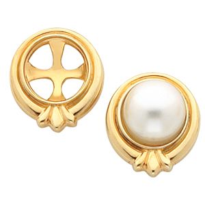 Button Earring Mounting for Pearl  Center