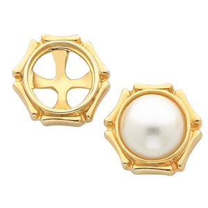 Button Earring Mounting for Pearl  Center