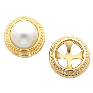  Button Earring Mounting for Pearl  Center